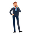 standing man in suit talking on phone vector image