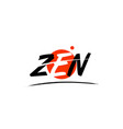 zen word text logo icon with red circle design vector image vector image