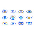 blue evil eyes set hand drawn elements vector image vector image