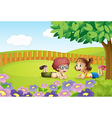 kids in nature vector image