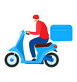 delivery service by moped scooter man courier vector image vector image