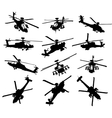 helicopter silhouettes set vector image vector image