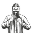 man protects his face with bible salvation vector image