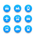 passenger transport icons set bus subway tram vector image