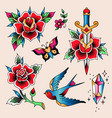 tattoo set rose vector image