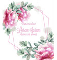 colorful peony flowers frame watercolor banner vector image vector image
