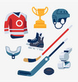 cool ice hockey equipment items collection vector image