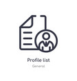 profile list outline icon isolated line from vector image