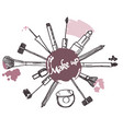 make up brush cosmetics collection art vector image vector image