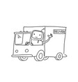 robot on the truck goods delivery sketch vector image