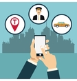 taxi service online app city background vector image