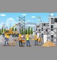building construction site with workers vector image