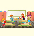 scene with school kids in classroom vector image