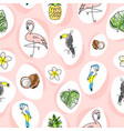 tropical seamless pattern with cute hand drawn vector image
