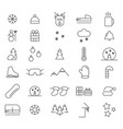 30 winter line icons vector image