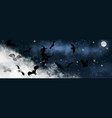 witch sitting on broom flyes through vector image