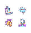 cyberpunk augmentations rgb color icons set vector image vector image