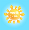 sun with text on blue background vector image