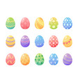 cartoon colorful easter painted eggs with patterns vector image vector image