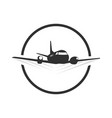 circle travel plane logo template in blacn vector image