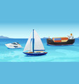 a yacht sailboat and tanker in set vector image