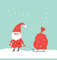 santa claus carrying a big red sack of gifts vector image vector image
