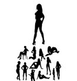 isolated collection silhouettes a girl vector image