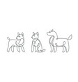 dog set in modern one line style continuous line vector image vector image