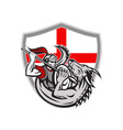english knight fighting dragon england flag shield vector image