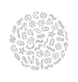 microbes virus bacterias and pathogen icons vector image