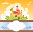 card with cartoon dragon in castle vector image
