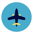 plane icon on round blue background vector image
