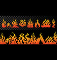 set flame and fire on transparent background vector image