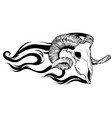 goat head skull with flames vector image vector image