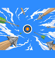 arrows are casting at the target comic book vector image vector image