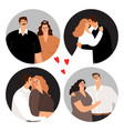 couples in love round avatars vector image vector image