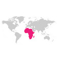 africa continent pink marked in world map vector image