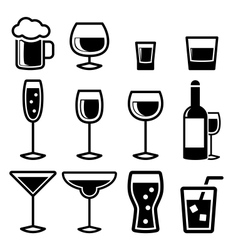 Alcohol drinks icons set Royalty Free Vector Image