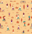 autumn people seamless pattern men women vector image vector image