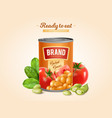 baked beans tin vector image vector image