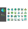 ecology and environment colored line icon set vector image vector image