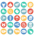 meat icons set on color circles white background vector image