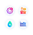 exhibitors oil serum and cogwheel icons set vector image