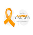 march - kidney cancer awareness month orange vector image