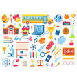 back to school doodle elements cute kids stickers vector image