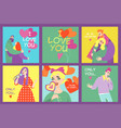 collection valentines day cards vector image vector image