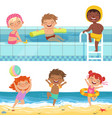 summer water games in aquapark cartoon vector image