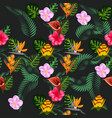 seamless tropical pattern with palm monstera vector image