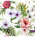 watercolor hibiscus orchid white palm vector image