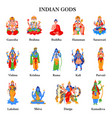 ancient indian hindu gods color isolated icon set vector image vector image